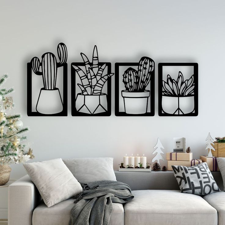 COMBO PLANT DESIGN WALL ART 4 PEICES