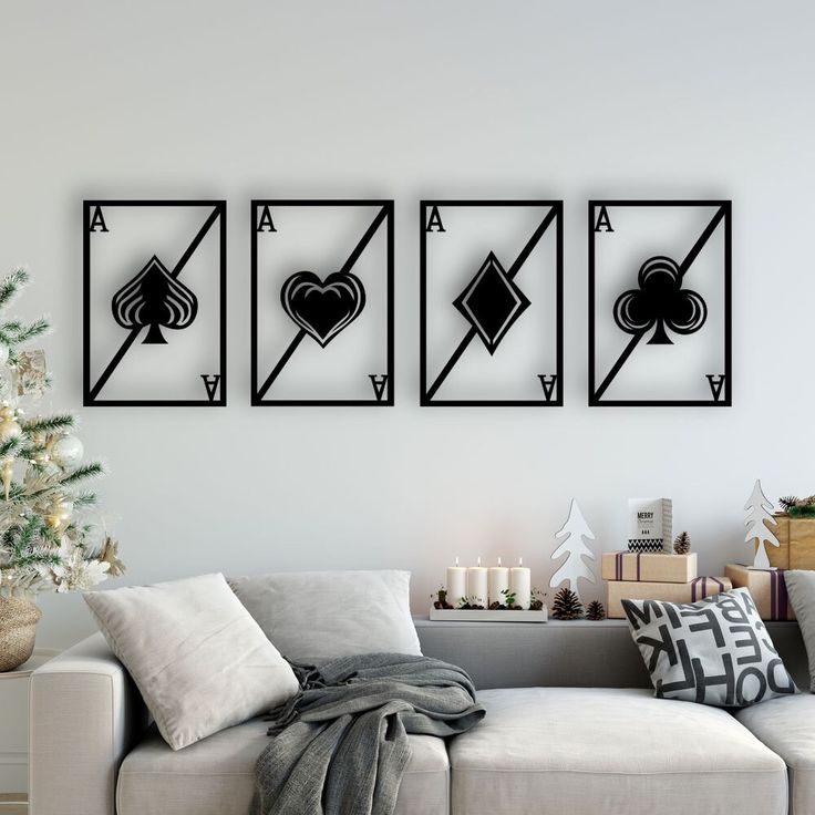 PLAYING CARDS WALL ART 4 PIECES